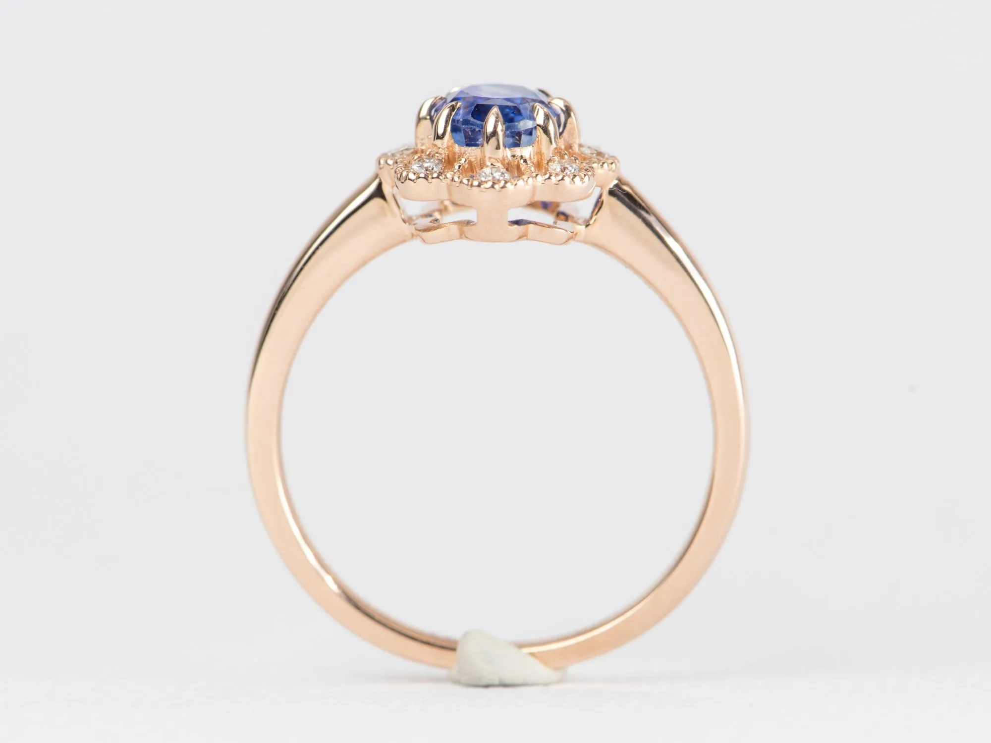 1.25ct Cornflower Blue Sapphire with Diamond Halo Engagement Ring 14K Rose Gold AD1877-4