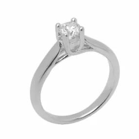 14k Solid Gold Elegant ladies Modern Tapered Round Solitaire Ring D2059v