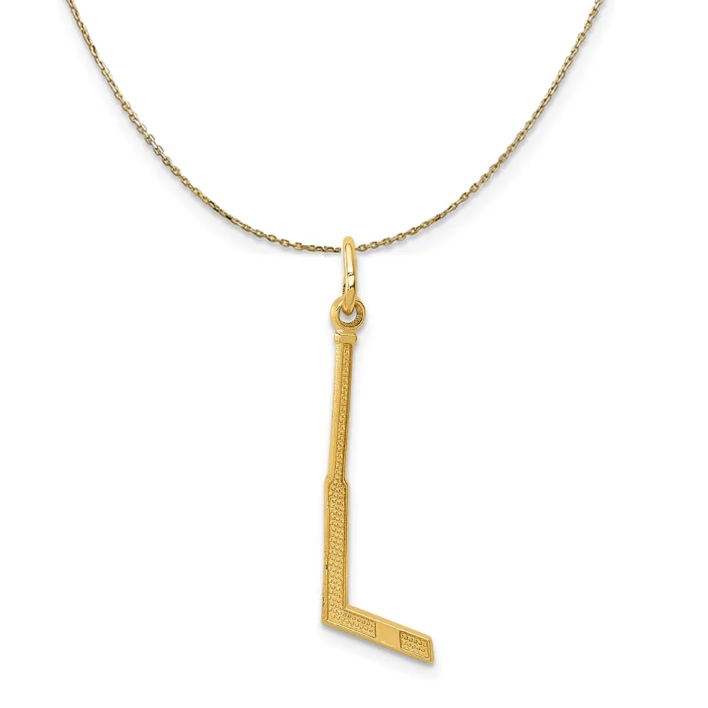 14k Yellow Gold Goalie Stick Necklace