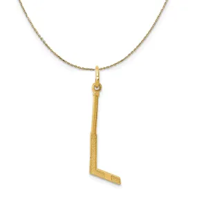 14k Yellow Gold Goalie Stick Necklace