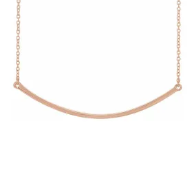 14K Yellow, White or Rose Gold 48mm Curved Bar Necklace, 20 Inch