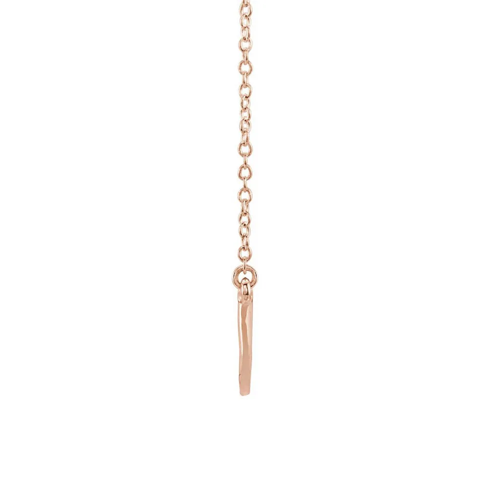 14K Yellow, White or Rose Gold 48mm Curved Bar Necklace, 20 Inch