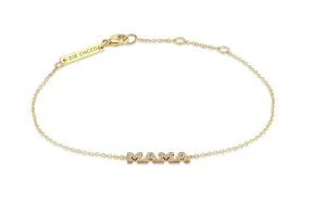 14KT  ITTY BITTY PAV DIAMOND MAMA BRACELET