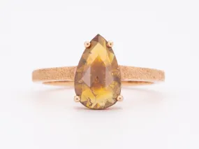 1.75ct Pear Golden Brown Diamond Engagement Ring 14K Rose Gold Glitter Texture Band Unique AD2191-1