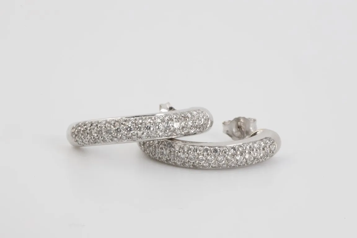 18k White Gold 1.00tcw Diamond Hoop Earrings (9.60g.)