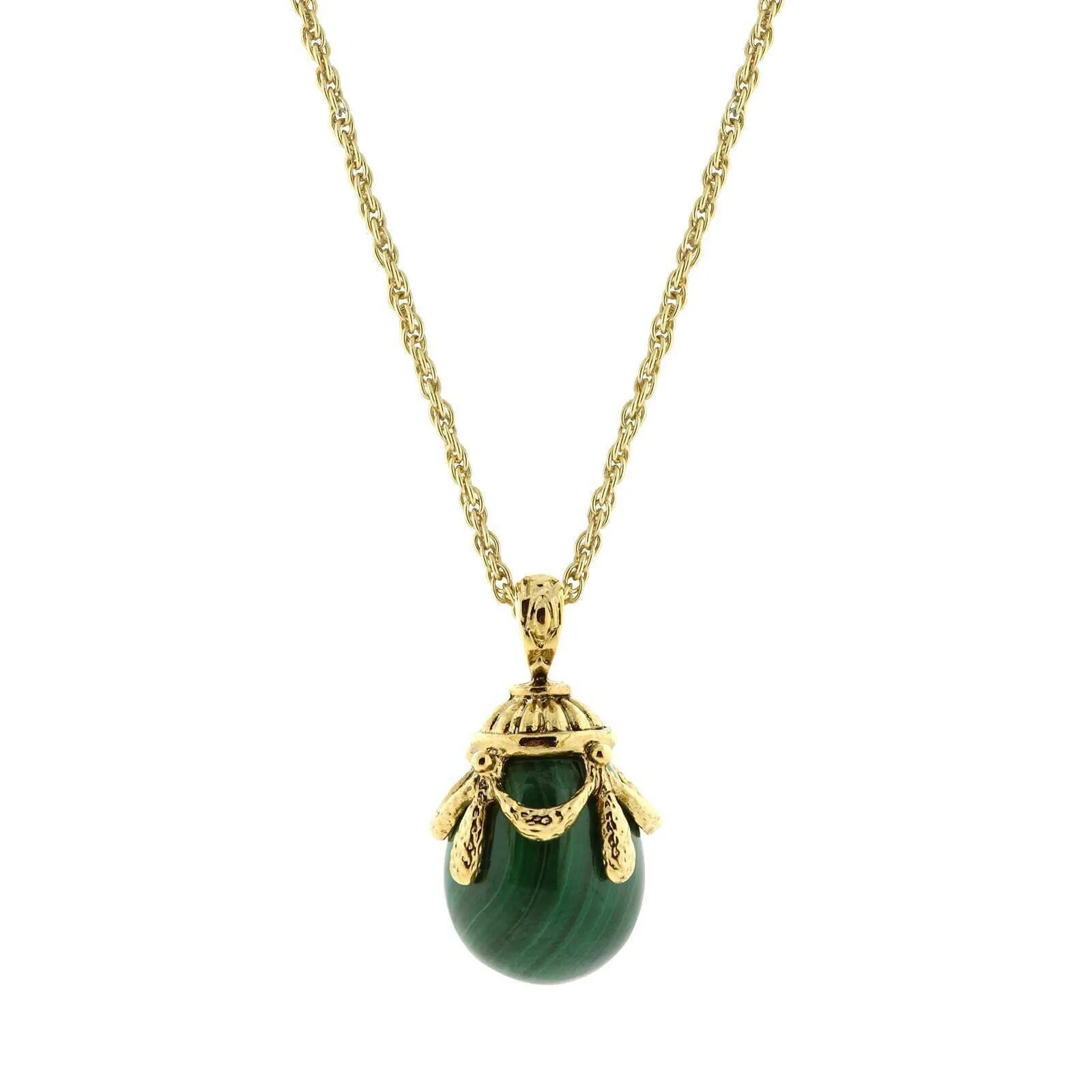 1928 Jewelry Gemstone Egg Pendant Necklace 30