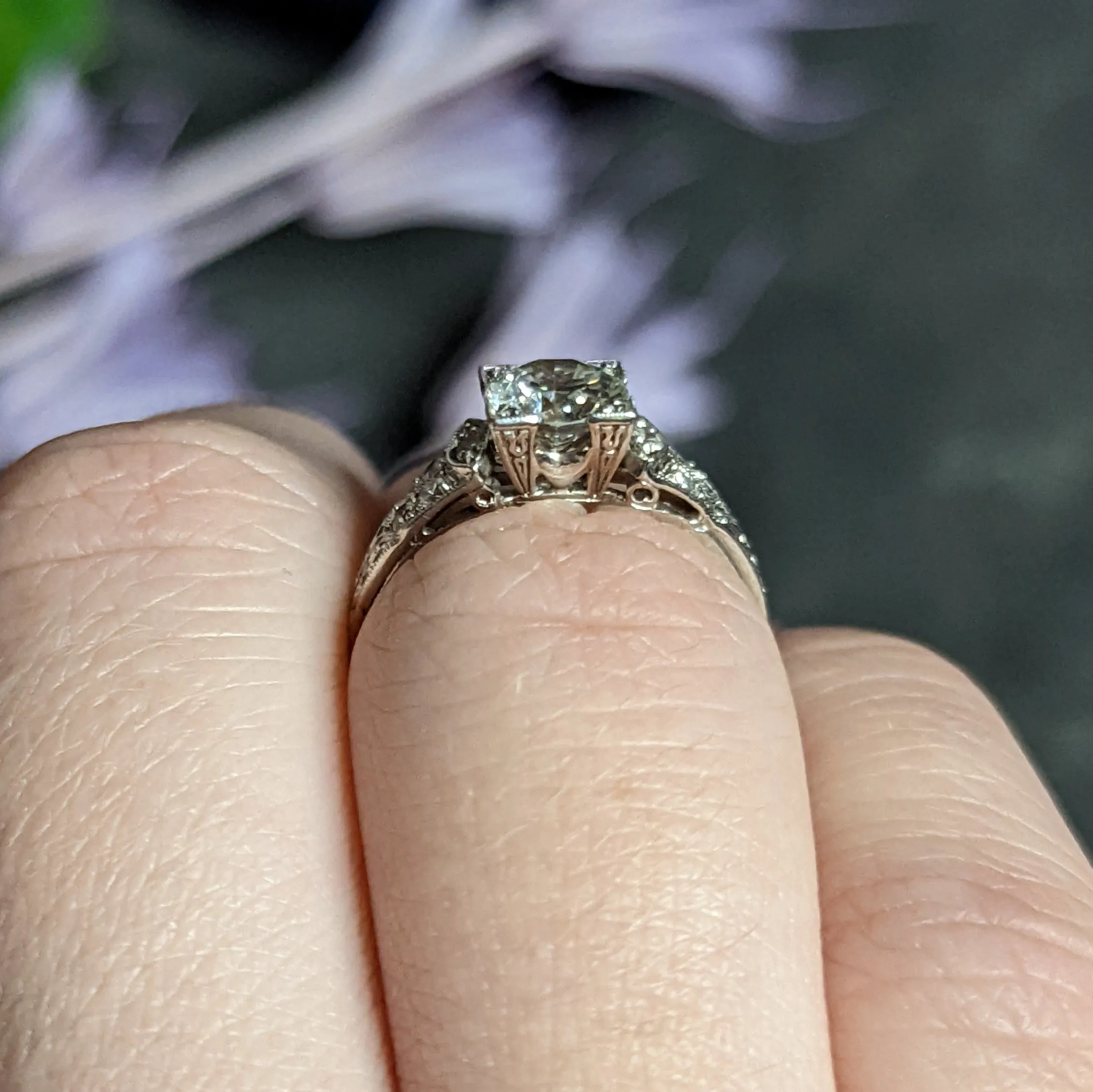 1950's Mid-Century 1.00 CTW Diamond Platinum Square Form Engagement Ring