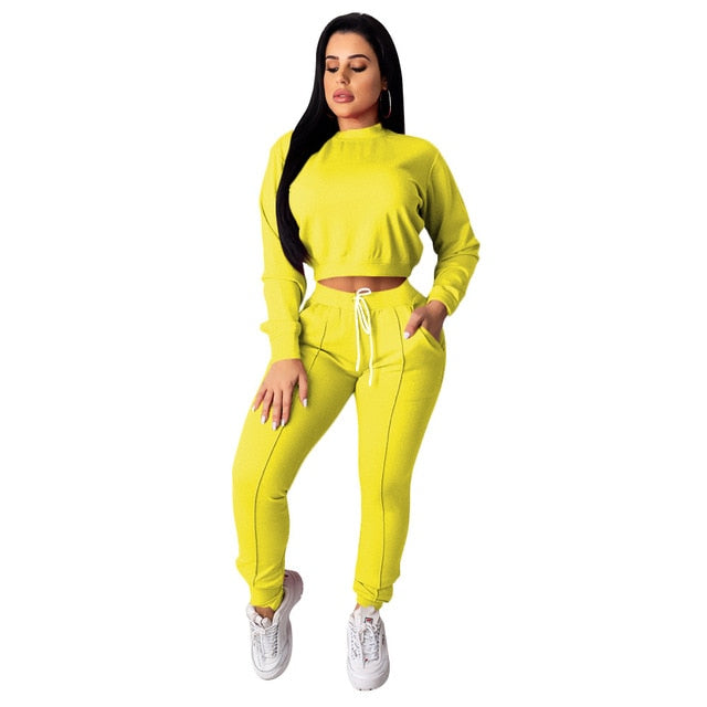 2 Piece Set Crop Top pants Set Sportwear Matching Set Workout sweat suits women jogging