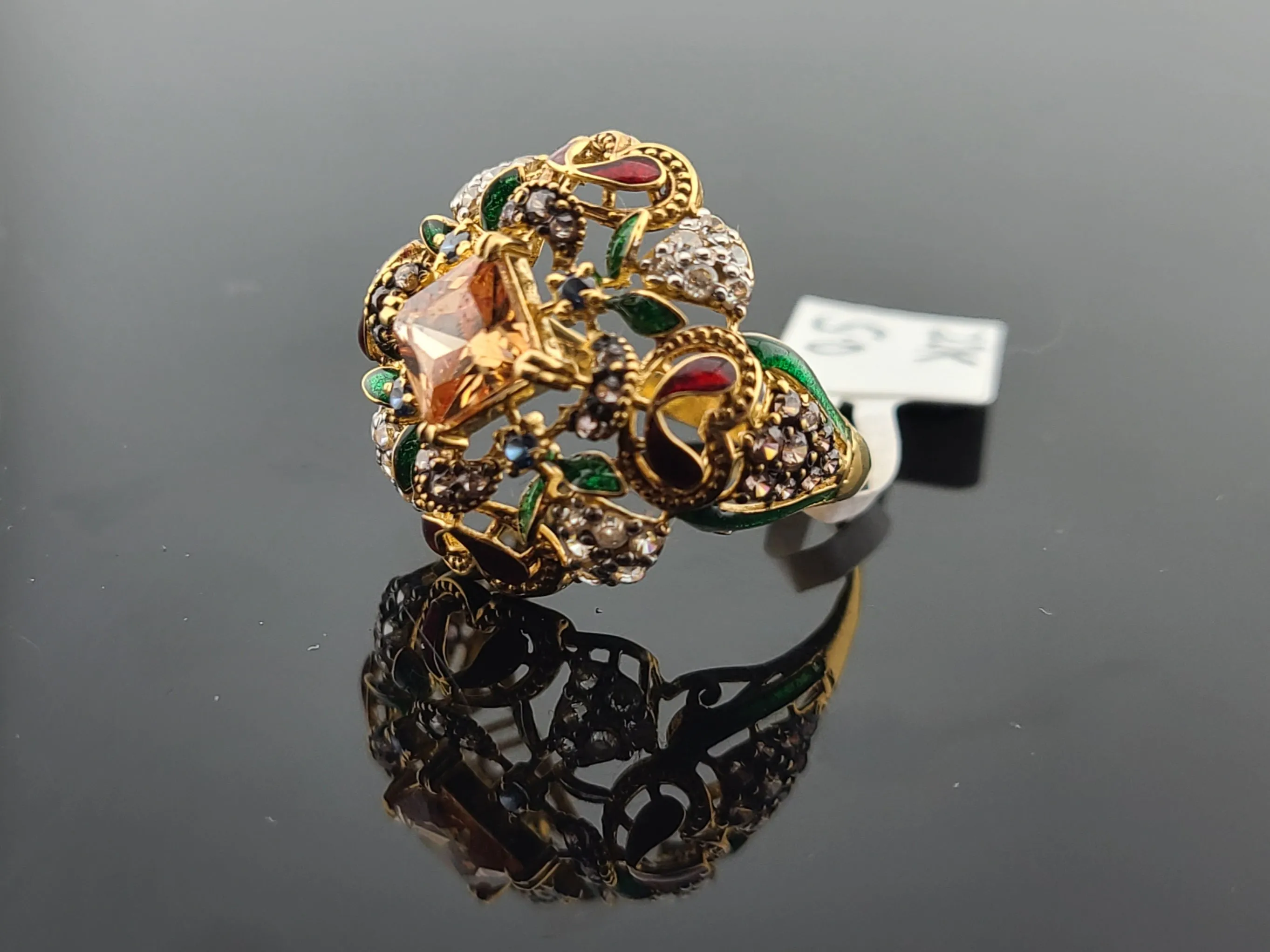 22K Solid Gold Multicolored Zircon Ring R10417