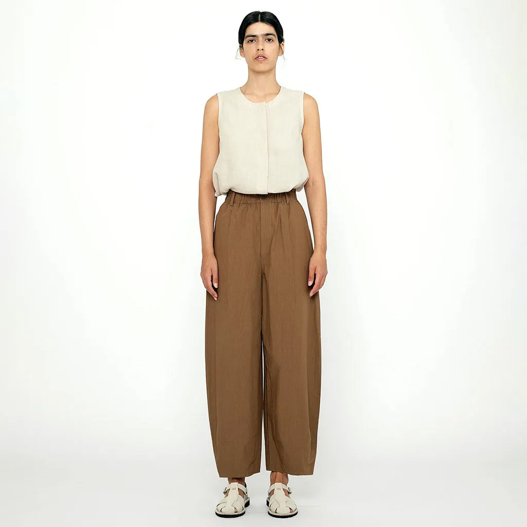 7115 By Szeki Unisex Papery Elastic Lantern Pants Brown