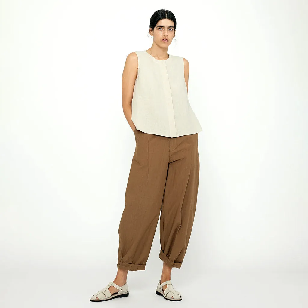 7115 By Szeki Unisex Papery Elastic Lantern Pants Brown