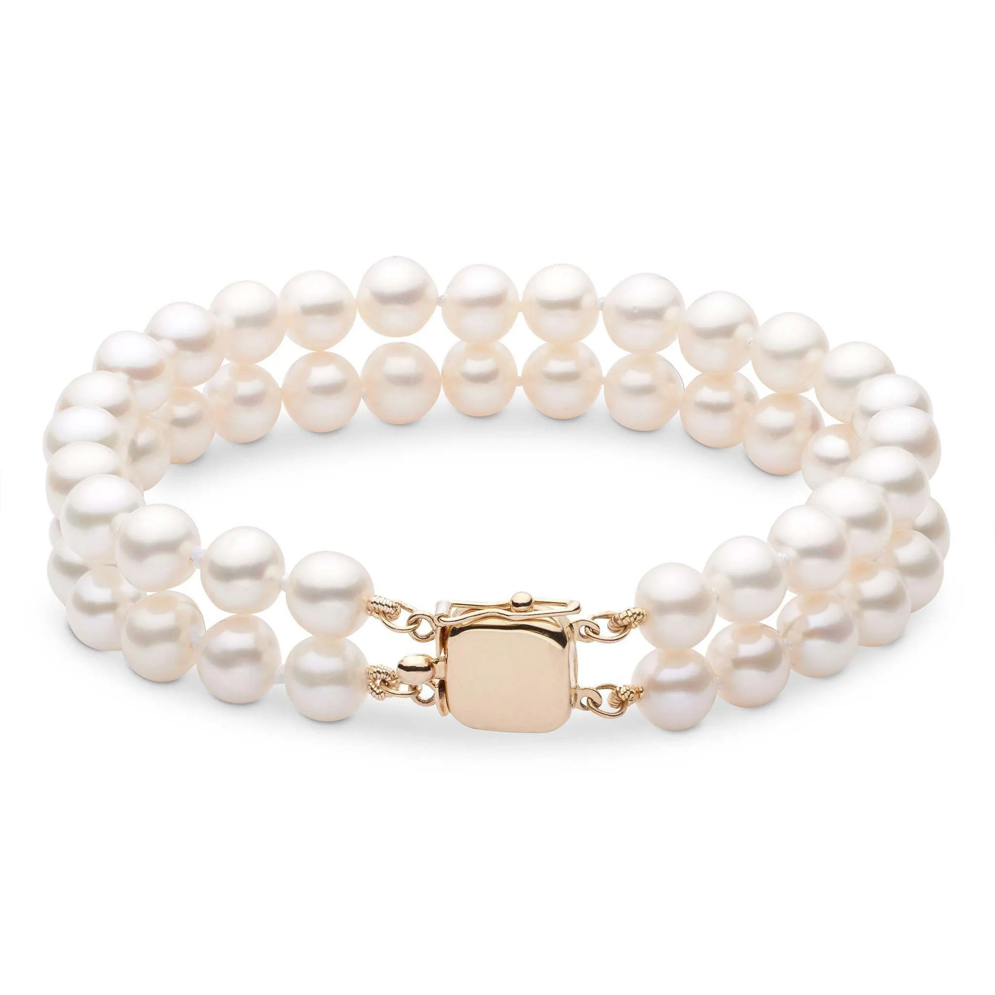 7.5-8.0 mm White Freshwater AA+ Pearl Double Strand Bracelet