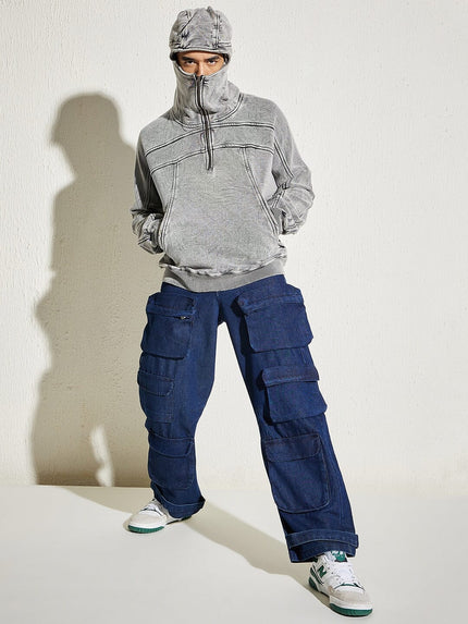 acid washed baggy smugglers hooded sweatshirt