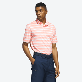 Adidas Two-Color Striped Polo Shirt - Peach