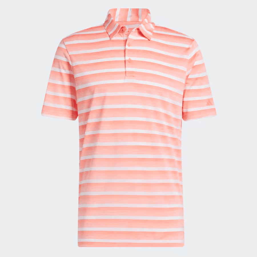 Adidas Two-Color Striped Polo Shirt - Peach