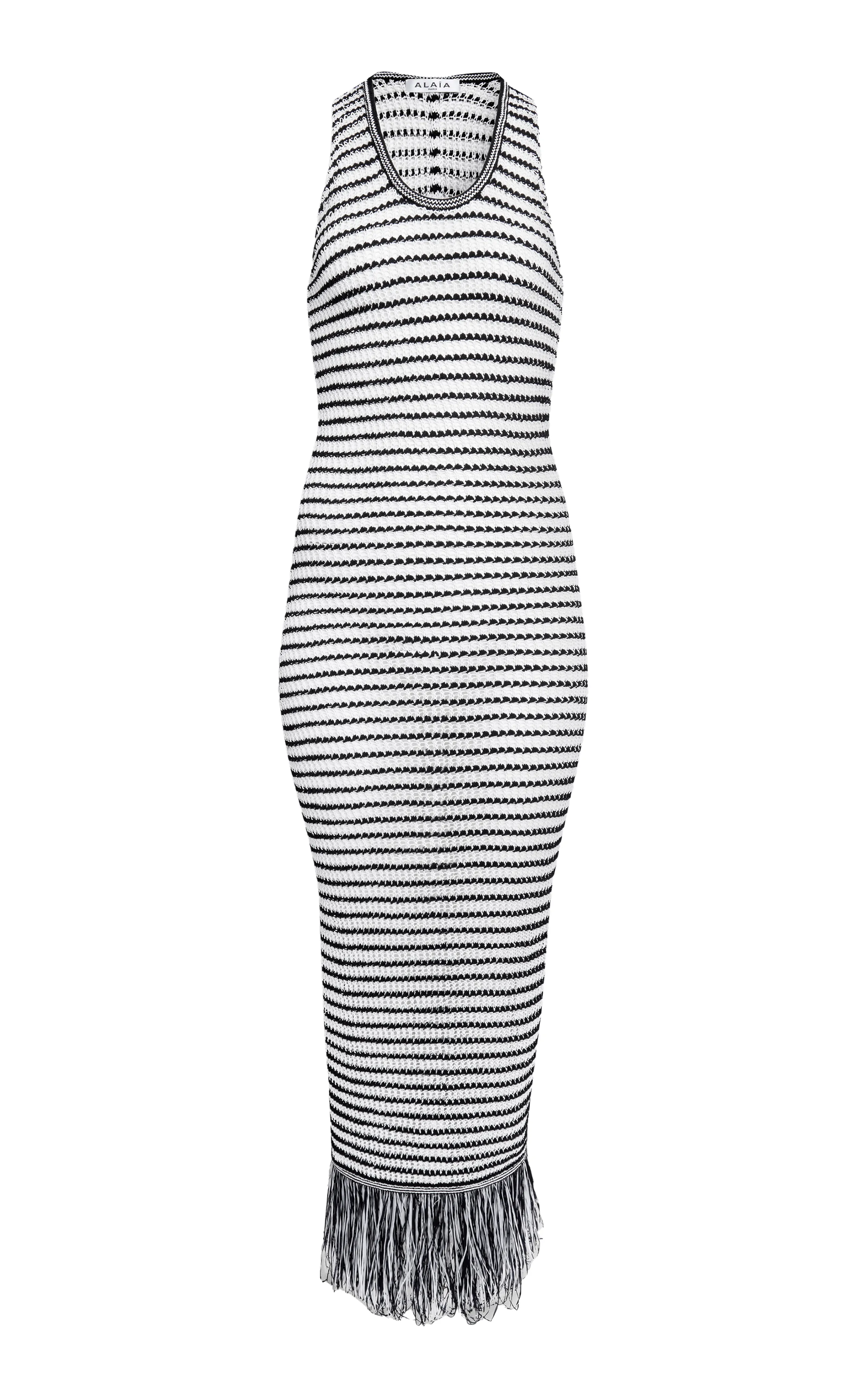 ALAÏA Fringed Knit Midi Dress