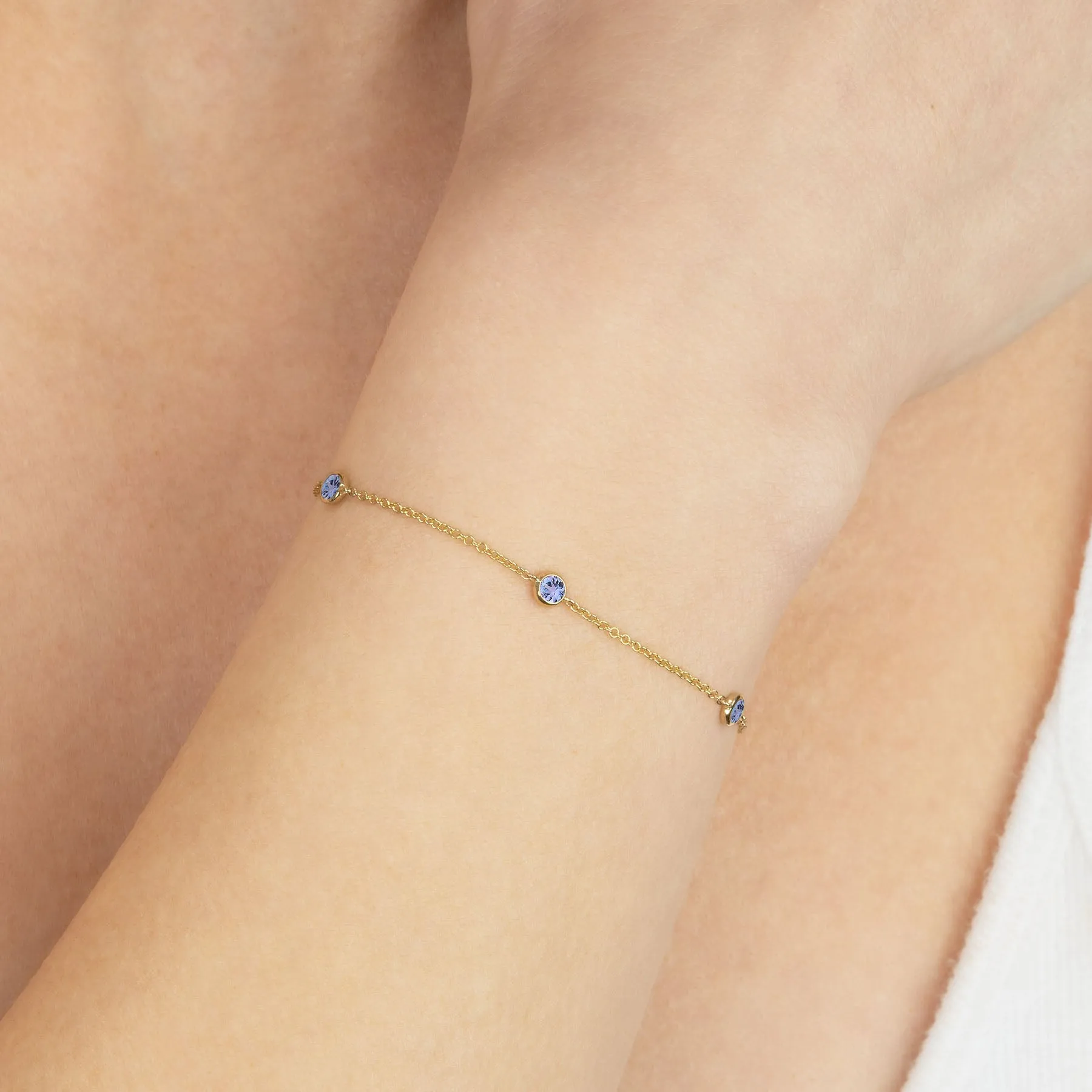 Always On Bezel Bracelet - Tanzanite / 14k Yellow Gold