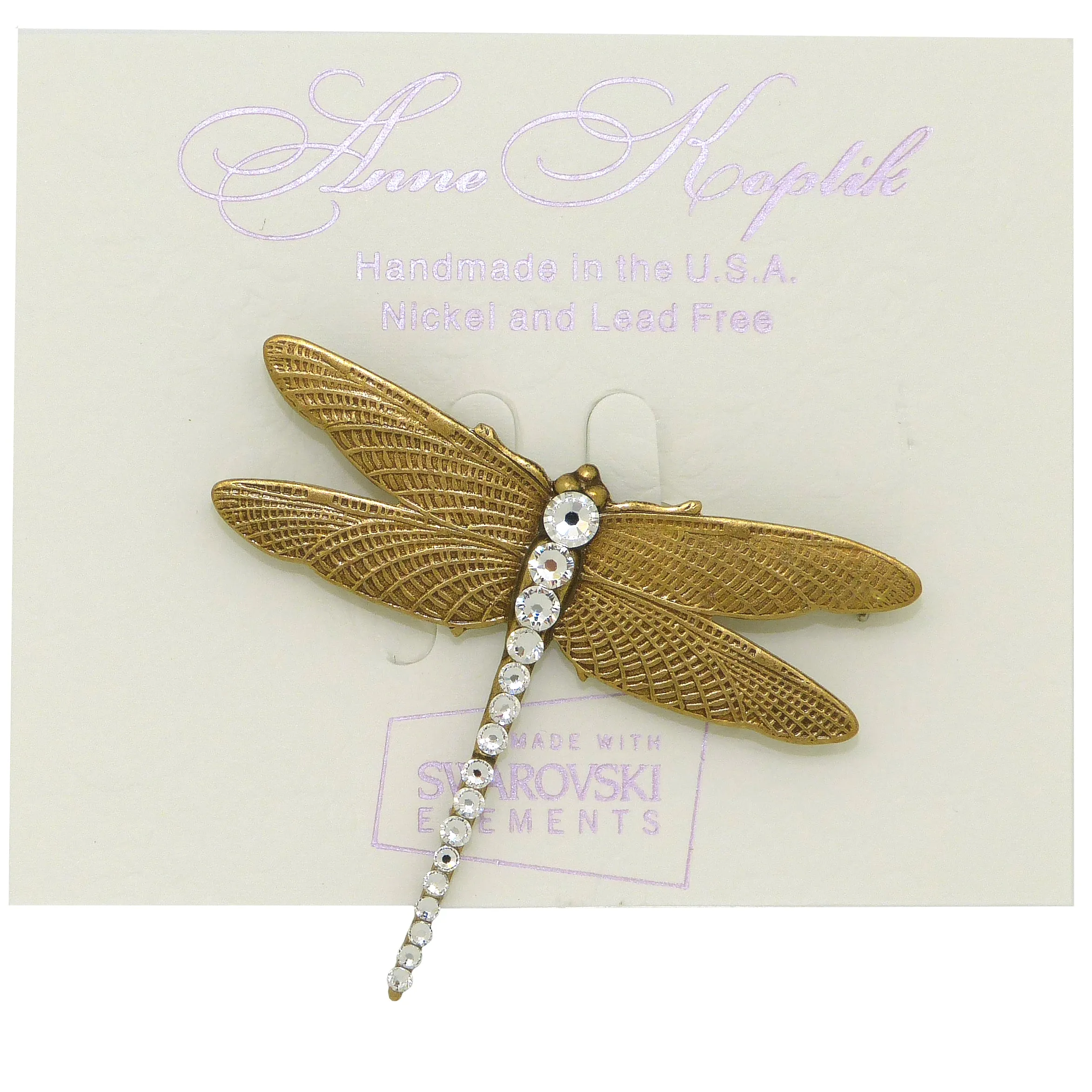 Anne Koplik Abella Dragonfly Pin Brooch with Swarovski Crystal PN5523CRY