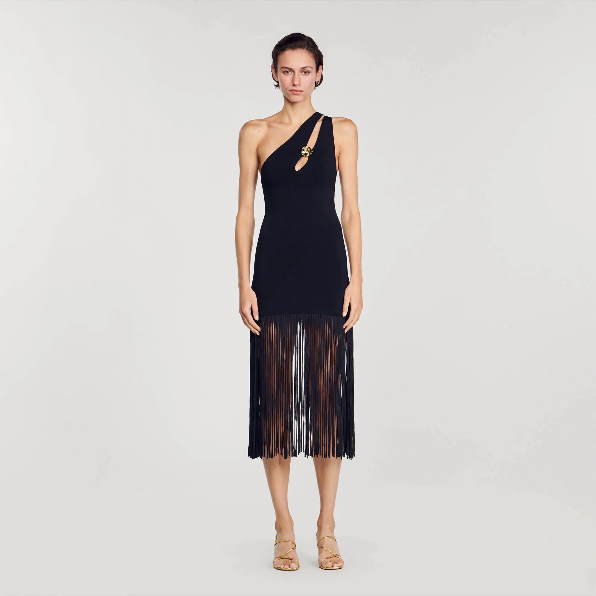 Asymmetric fringed dress