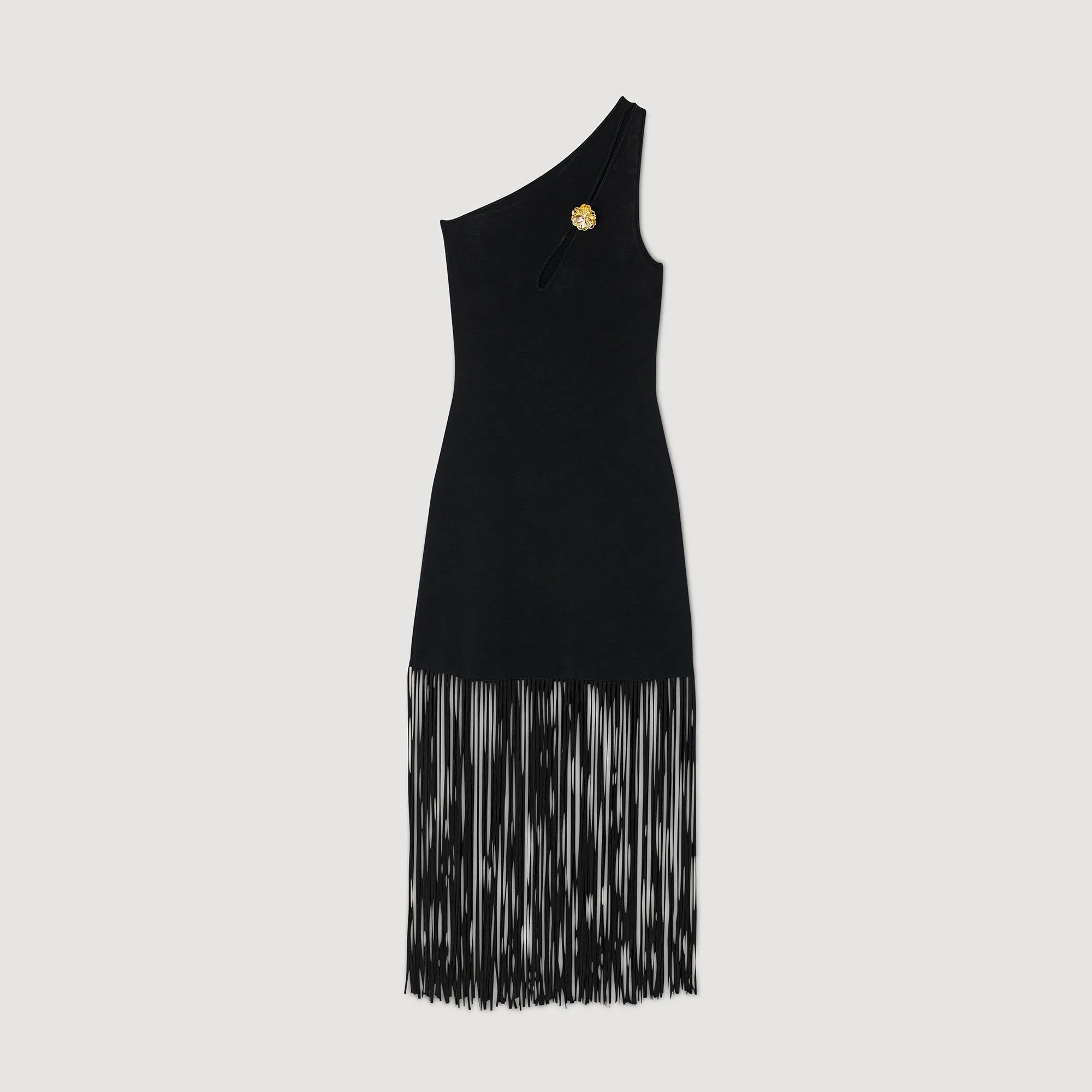 Asymmetric fringed dress