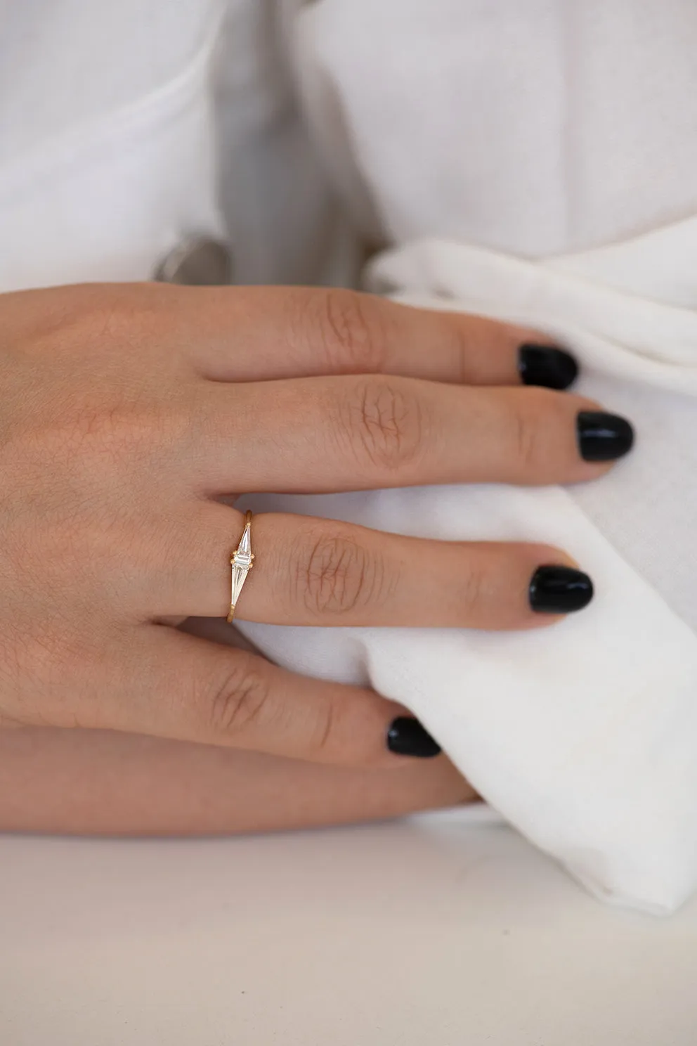 Asymmetrical Engagement Ring - Arrow Diamond Ring