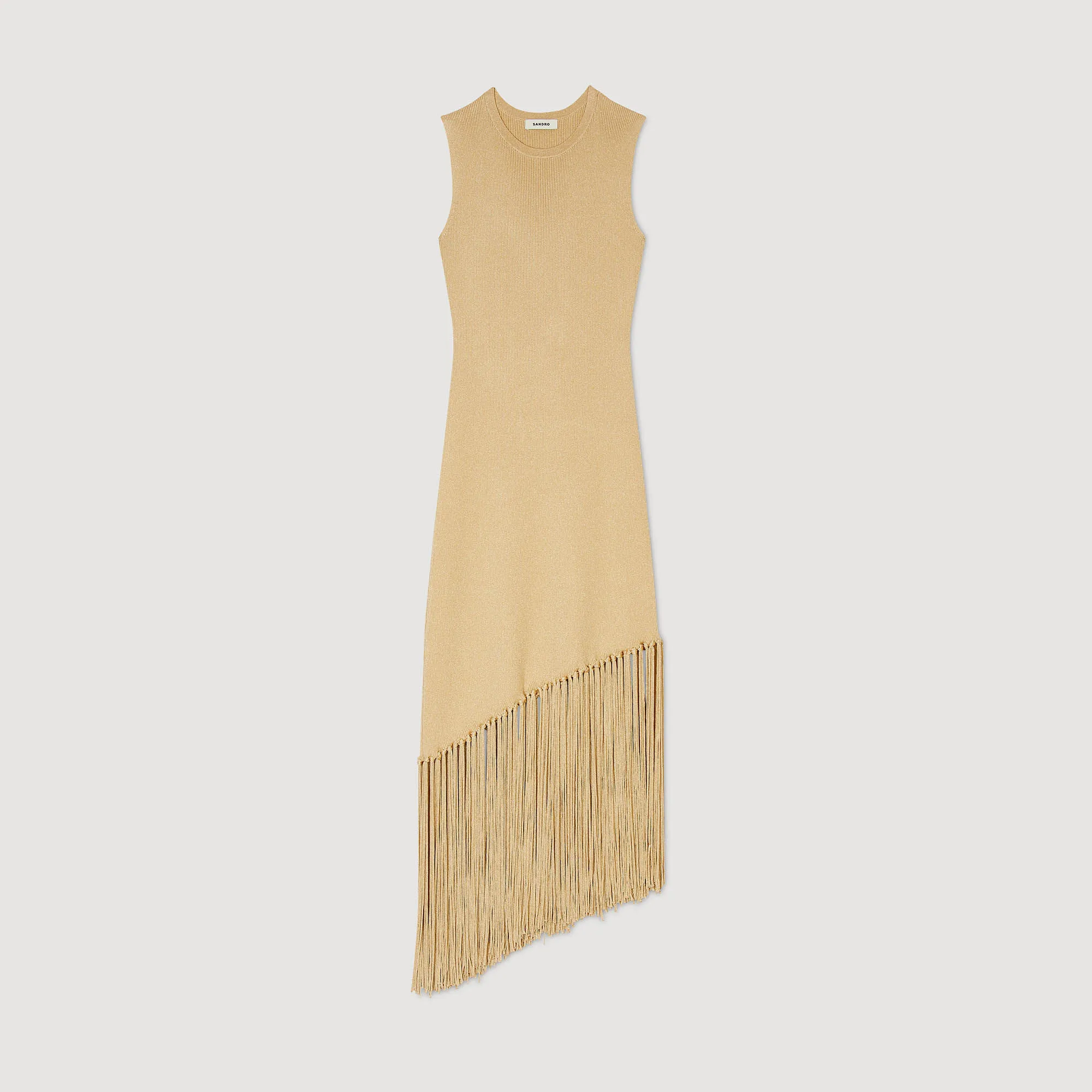 Asymmetrical fringed maxi dress