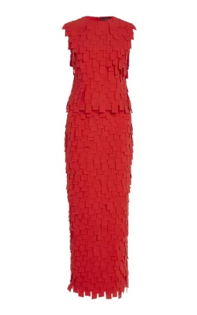 A.W.A.K.E. MODE Ribbon-Fringed Crepe Maxi Dress