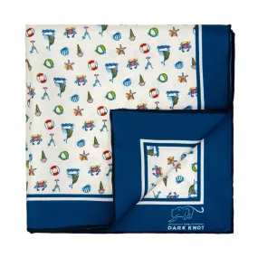 Bahamas Party White Silk Pocket Square