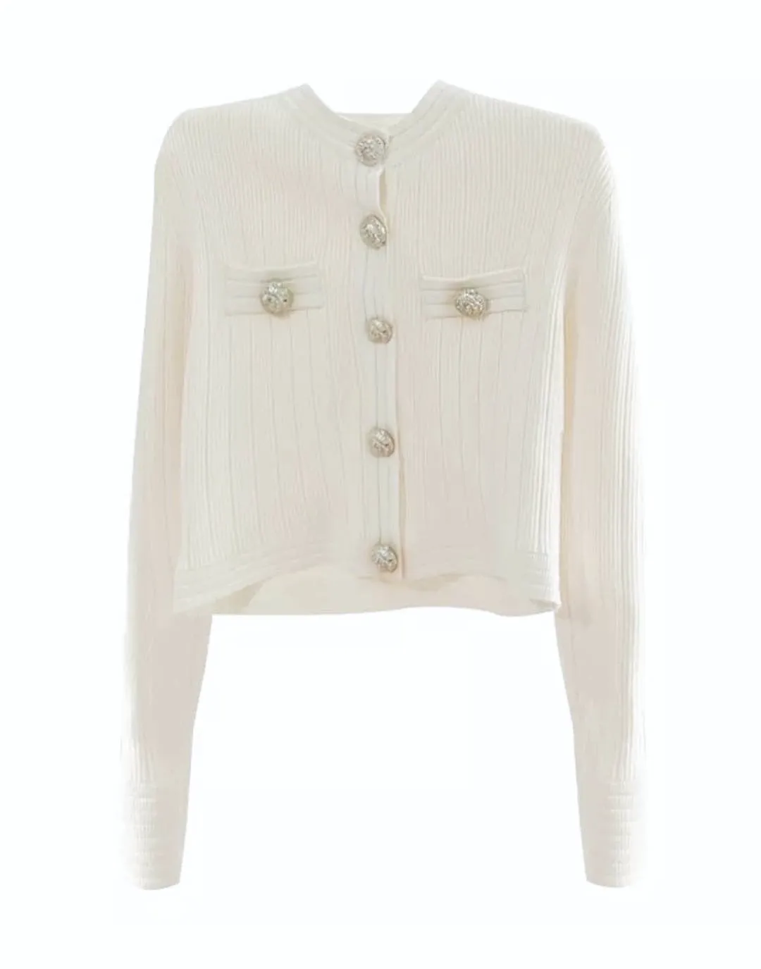 Bandage Metal Buttoned Knit Top