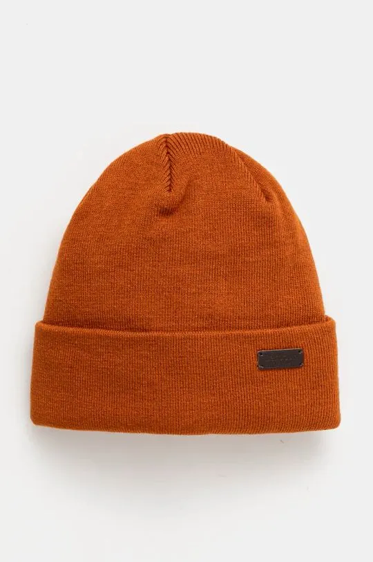 Barbour beanie orange color thick knit