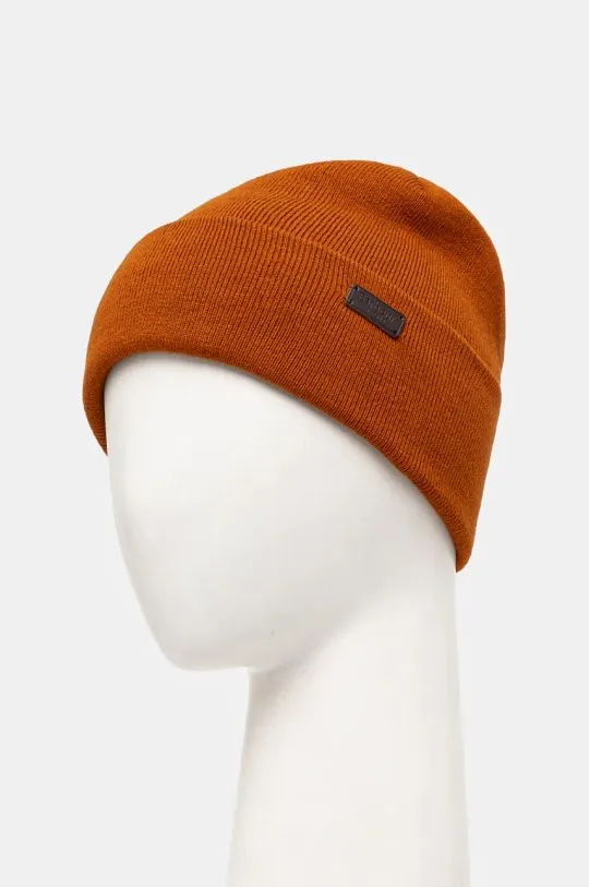 Barbour beanie orange color thick knit