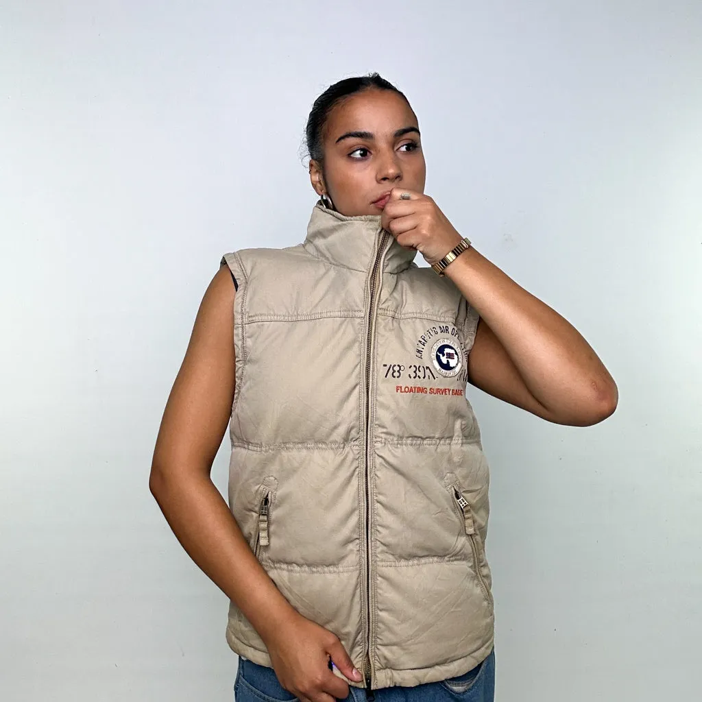 Beige Tan 90s Napapijri Puffer Jacket Coat Gilet (M)