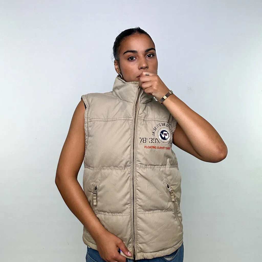 Beige Tan 90s Napapijri Puffer Jacket Coat Gilet (M)