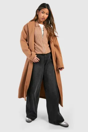 Belted Drop Shoulder Midi Coat