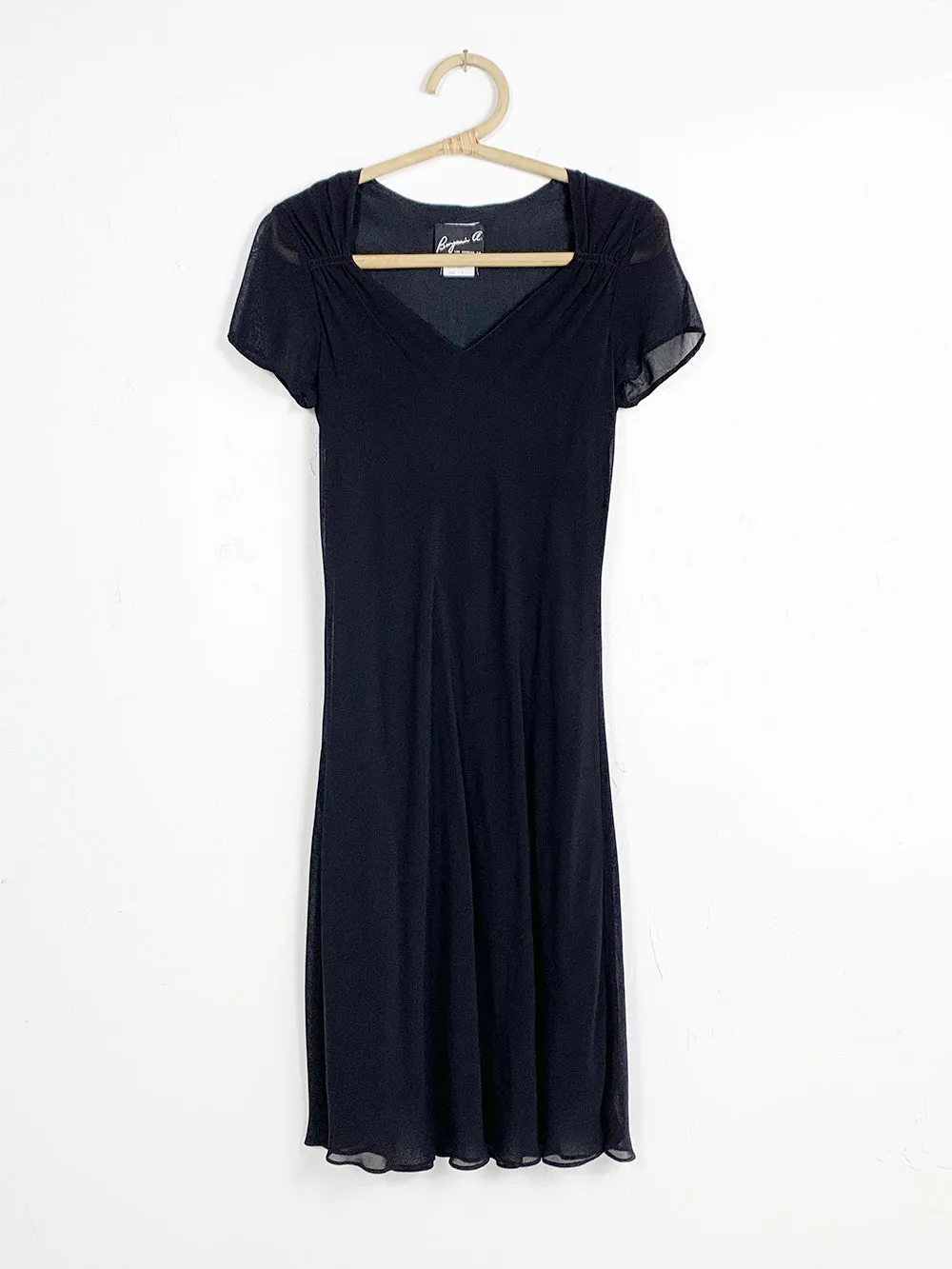 BenjaminA Black Chiffon Dress With Sweetheart Neckline