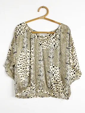 Beyond Vintage Mixed Animal Print Silk Top