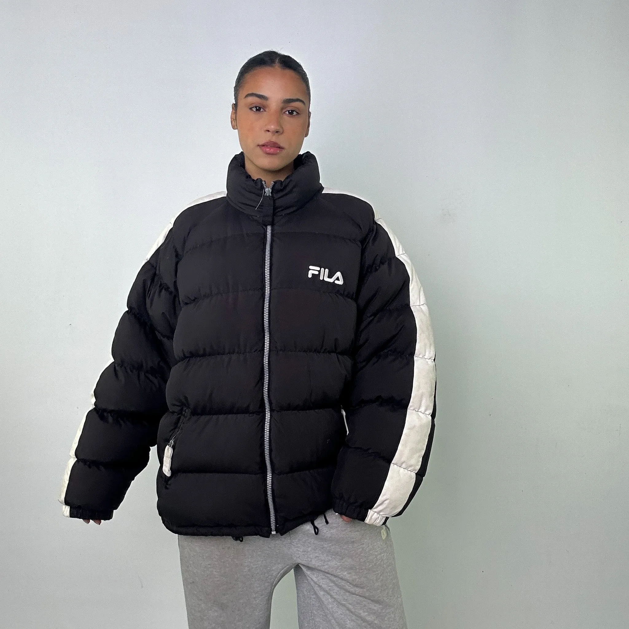 Black 90s FILA Puffer Jacket Coat (XL)