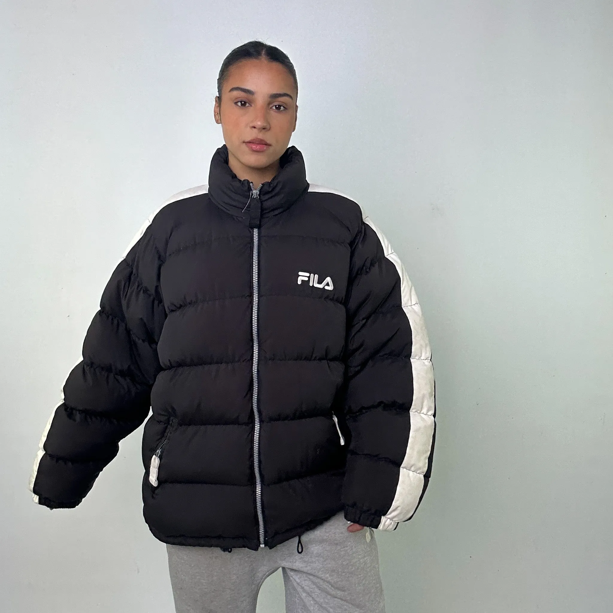 Black 90s FILA Puffer Jacket Coat (XL)