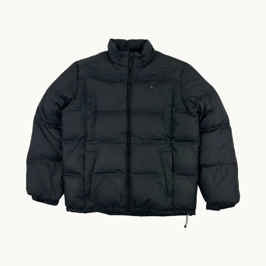 Black 90s Tommy Hilfiger Puffer Jacket Coat (L)