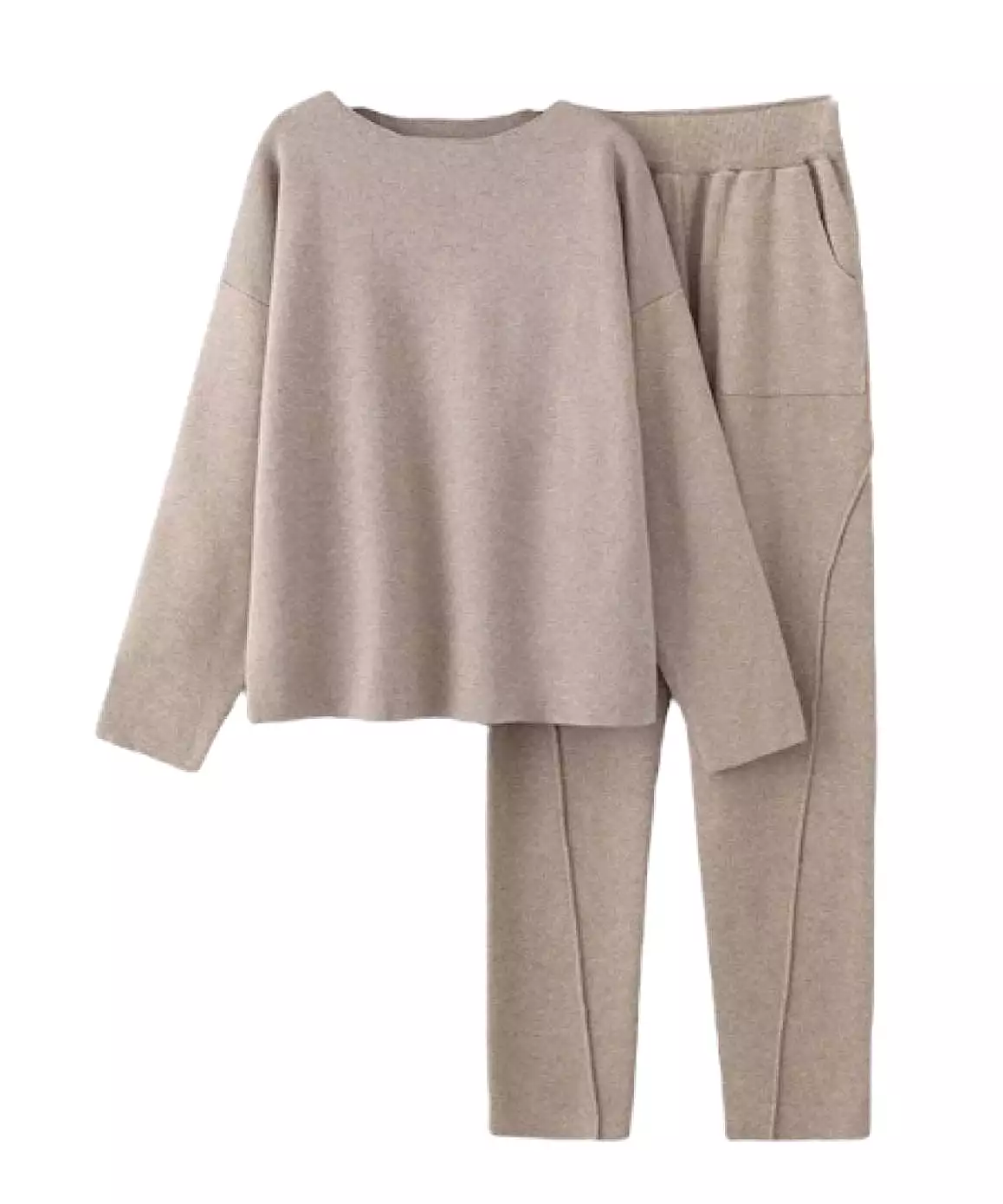 Boat Neck Sweater And Cropped Pants Set