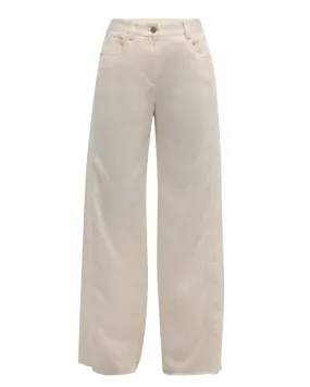 Bone Cotton Linen Puddle Pant