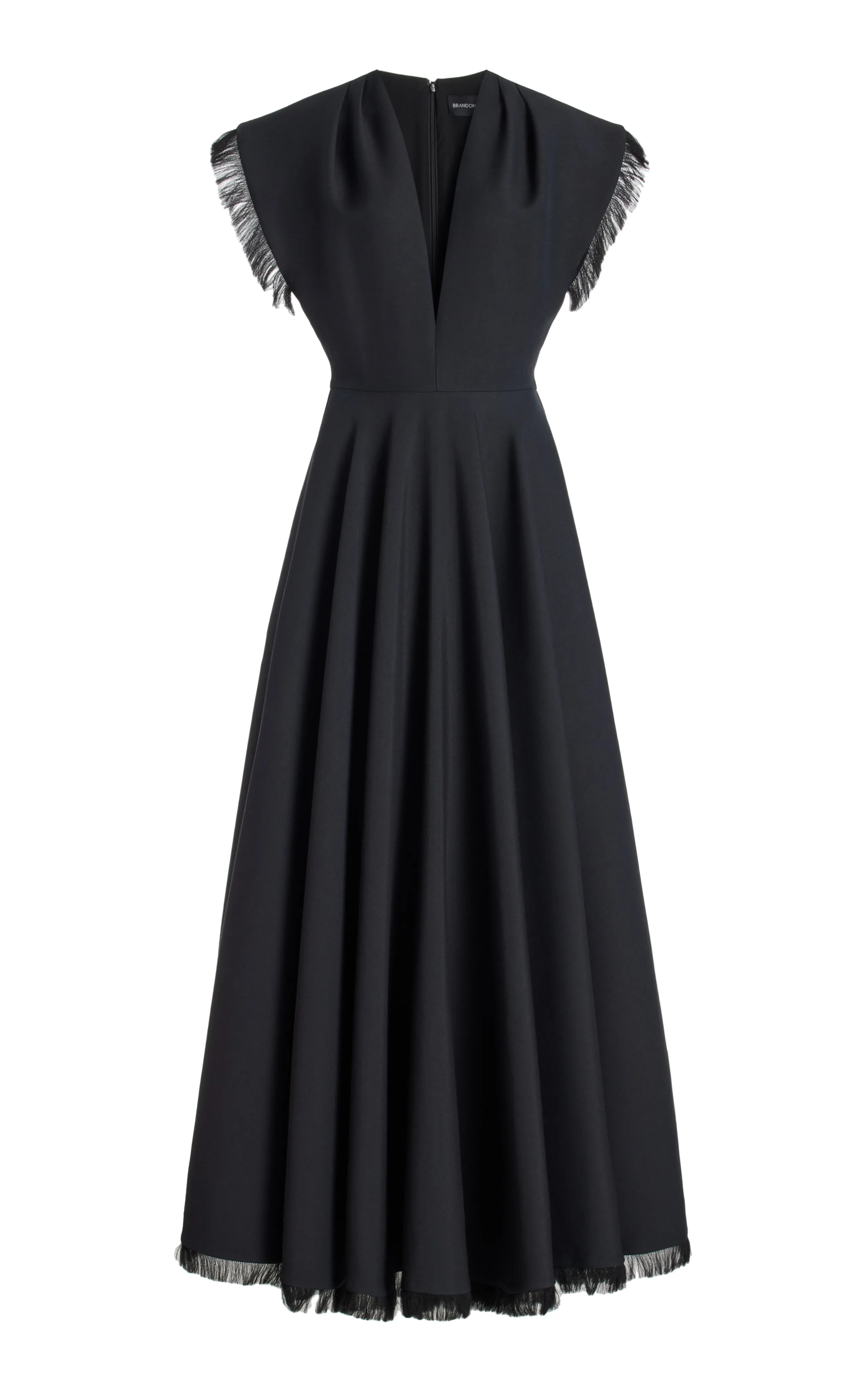 Brandon Maxwell The Irena Fringed Wool-Silk Maxi Dress