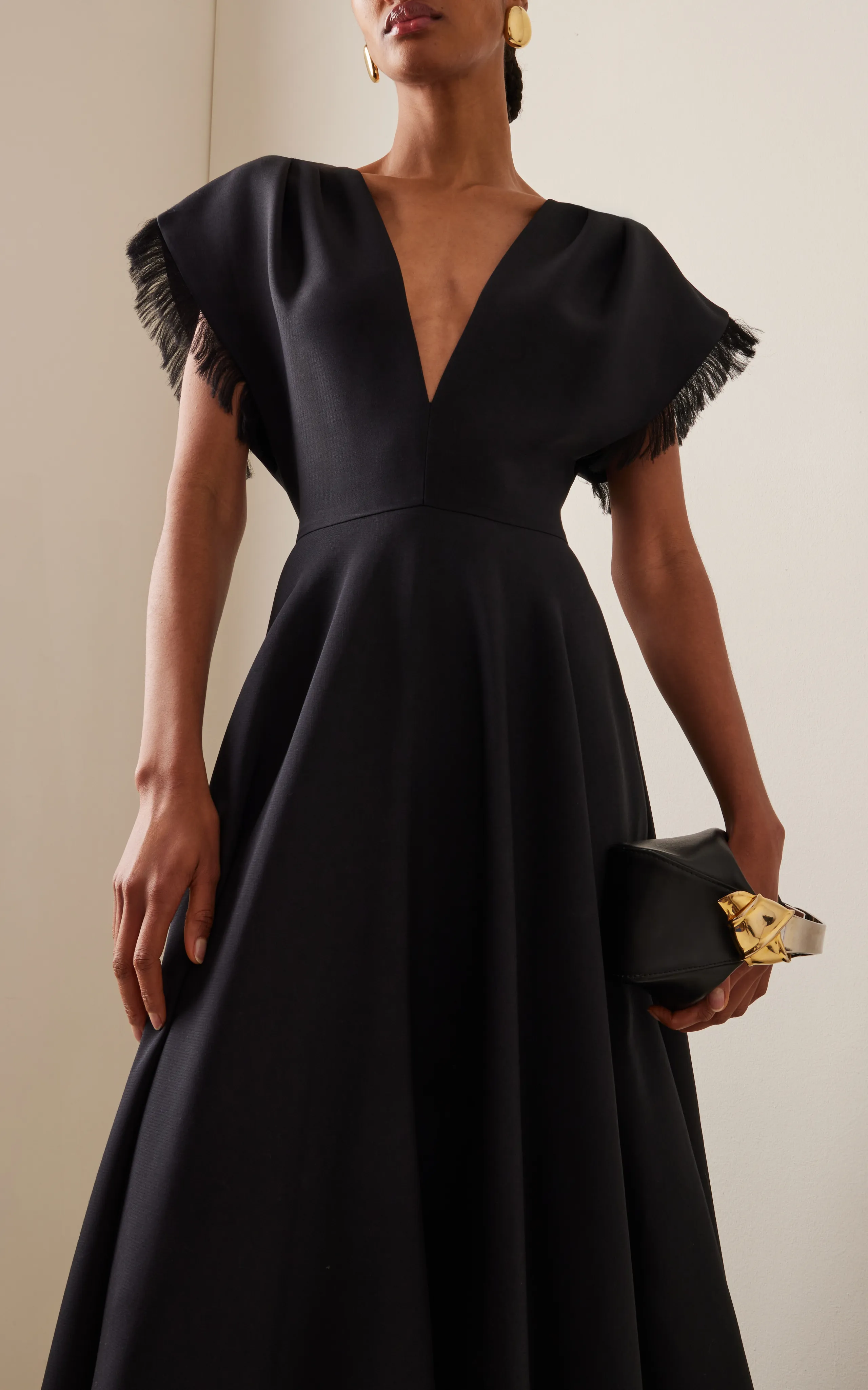 Brandon Maxwell The Irena Fringed Wool-Silk Maxi Dress