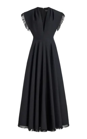 Brandon Maxwell The Irena Fringed Wool-Silk Maxi Dress