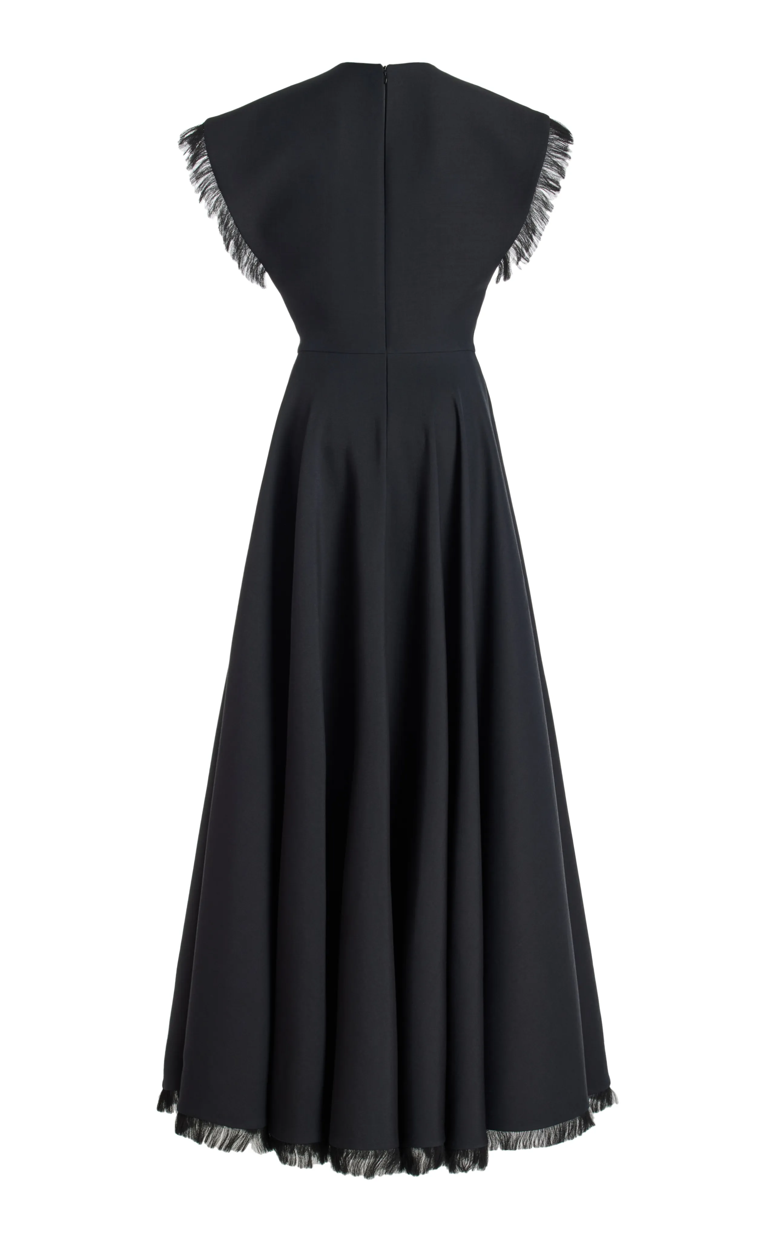 Brandon Maxwell The Irena Fringed Wool-Silk Maxi Dress