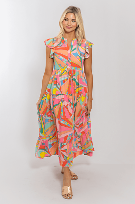 Bright Geometric Maxi Dress