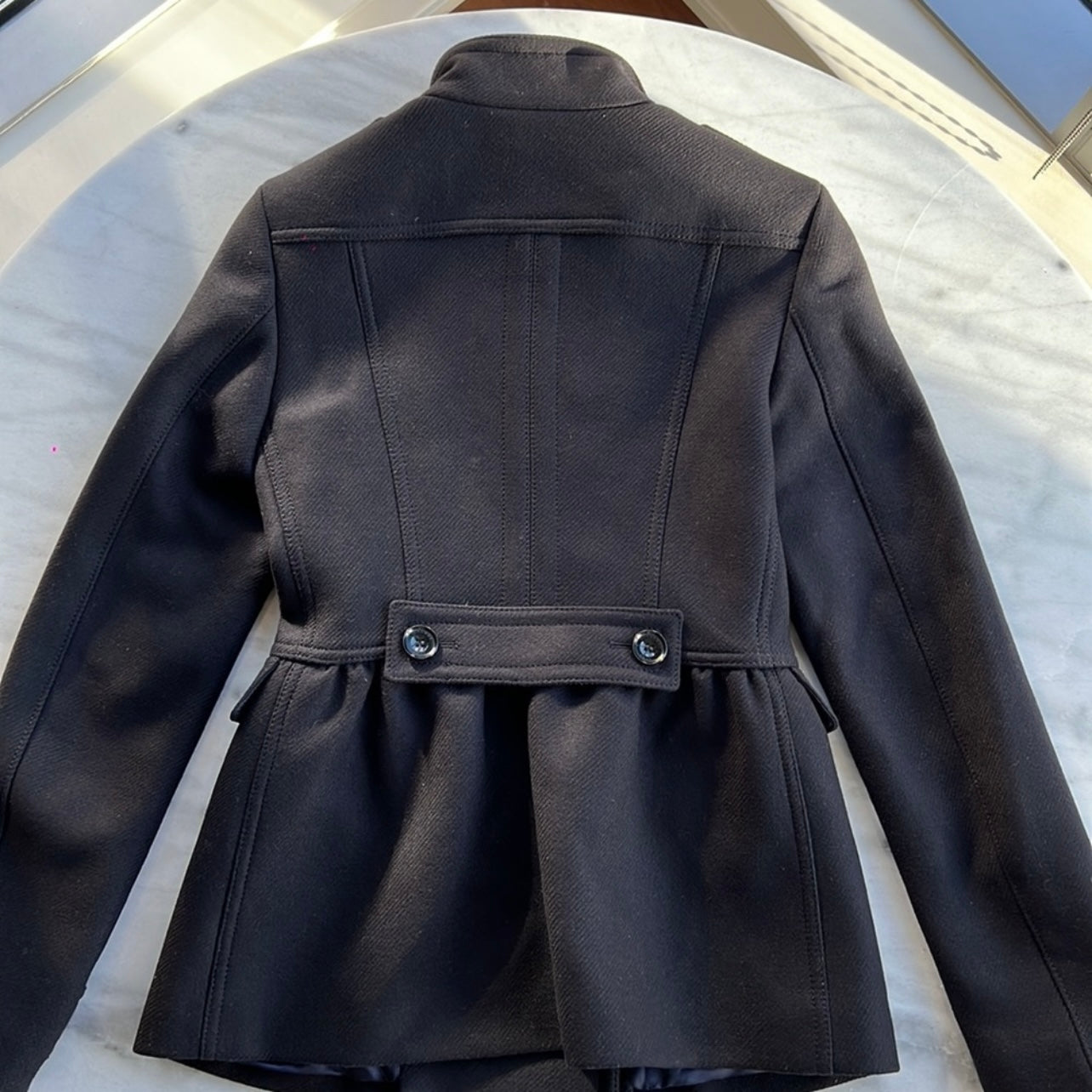 Burberry Adamsleigh Wool Cashmere Peplum Military Coat