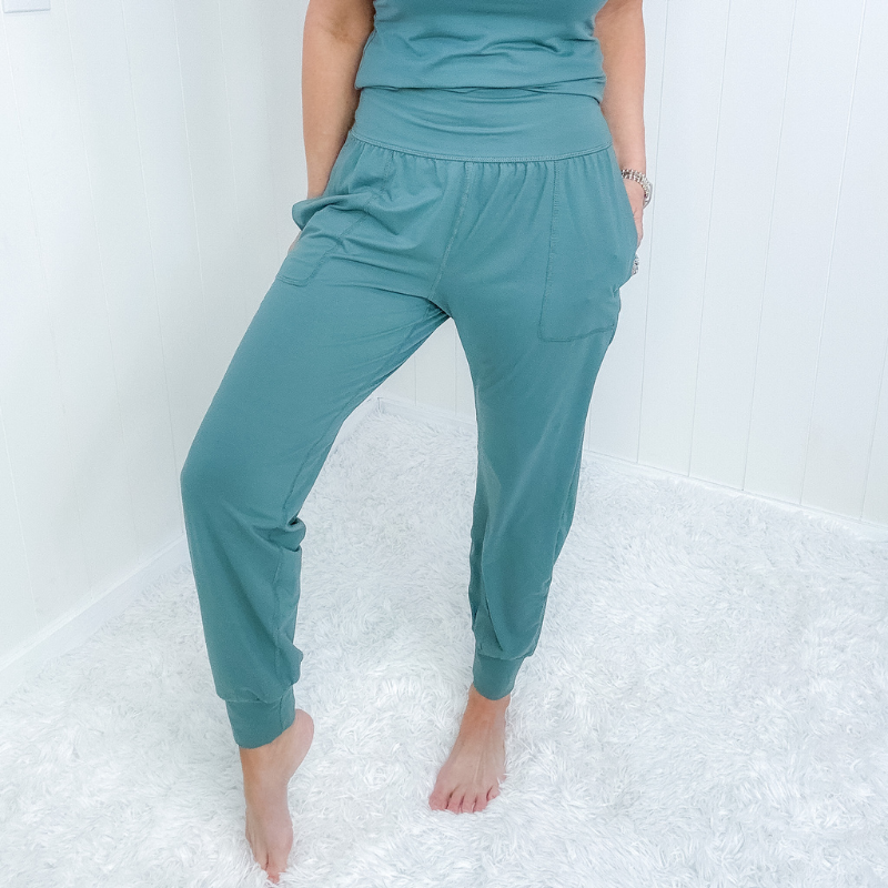 Butter Soft Yoga Joggers in Tidewater Teal