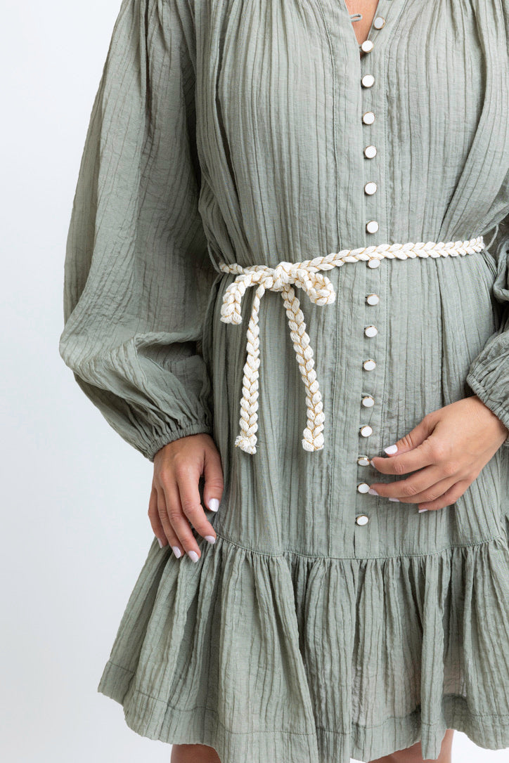 Button Up Rope Tie Dress