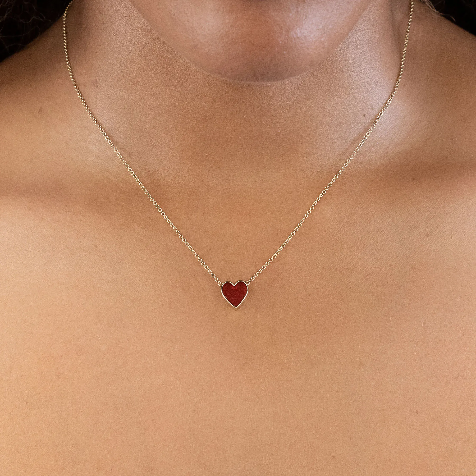 Carnelian Heart Necklace - Carnelian / 14k Yellow Gold